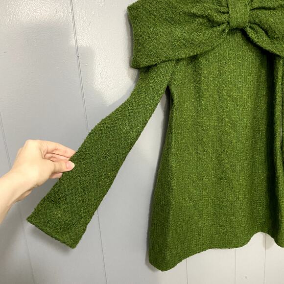 NEW Zara Blogger Favorite Moss Green Structured Chain Straps Bow Mini Dress L - Picture 4 of 12